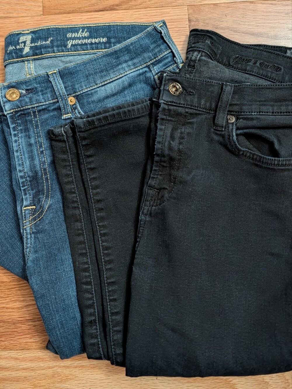 Bundle 7 For All Mankind Gwenevere Jeans Size 30 Skinny Ankle Blue Black